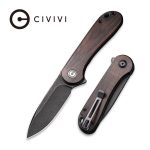 Civivi Elementum Flipper Knife - Black Ebony Wood Handle (2.96" Black Stonewashed D2) C907W