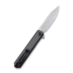 Civivi Exarch Front Flipper Knife - Twill Carbon Fiber Overlay On Black G10 Handle (3.22'' Damascus) C2003DS-1 - Image 6