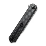 Civivi Exarch Front Flipper Knife - Twill Carbon Fiber Overlay On Black G10 Handle (3.22'' Damascus) C2003DS-1 - Image 3
