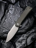 CIVIVI Relic Flipper Knife - Dark Green Micarta Handle (3.48" Gray Stonewashed Nitro-V) C 20077B-3 - Image 9