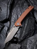 CIVIVI Keen Nadder Flipper Knife - Brown Micarta Handle (3.48” Gray Stonewashed Bohler N690) C 2021B - Image 9