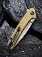 CIVIVI Keen Nadder Flipper Knife - Olive Micarta Handle (3.48” Gray Stonewashed Bohler N690) C 2021C - Image 10