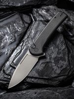 CIVIVI Conspirator Pocket Knife with Button Lock and Flipper Opener Black Micarta Handle (3.47'' Gray Stonewashed Nitro-V) C21006-1 - Image 10