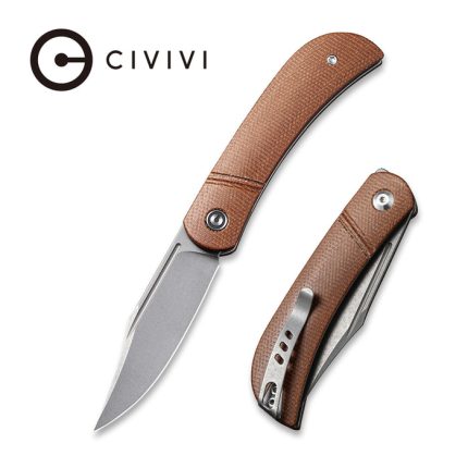 CIVIVI Appalachian Drifter Slip Joint Knife - Brown Micarta Handle (2.96" Gray Stonewashed S35VN) C 2015A