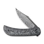 Appalachian Drifter Slip Joint Knife Layered Gray G10 and Rose Pattern Carbon Fiber Handle (2.96" Black Hand Rubbed Damascus Blade) C2015DS-1 - UK FRIENDLY CARRY KNIFE - - Image 6