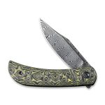Appalachian Drifter Slip Joint Knife Layered Yellow G10 and Rose Pattern Carbon Fiber Handle (2.96" Black Hand Rubbed Damascus Blade) C2015DS-3 - UK FRIENDLY CARRY KNIFE - - Image 7