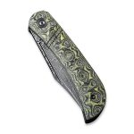 Appalachian Drifter Slip Joint Knife Layered Yellow G10 and Rose Pattern Carbon Fiber Handle (2.96" Black Hand Rubbed Damascus Blade) C2015DS-3 - UK FRIENDLY CARRY KNIFE - - Image 8