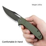 CIVIVI Ortis Flipper Knife - OD Green Fiber-glass Reinforced Nylon Handle (3.25" Black Stonewashed 9Cr18MoV) C 2013C - Image 9