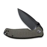 CIVIVI Pintail Flipper Knife - Dark Green Micarta Handle (2.98" Black Stonewashed CPM S35VN) C 2020C - Image 5