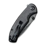 CIVIVI Pintail Flipper Knife - Twill Carbon Fiber Overlay On Black G10 Handle (2.98" Black Hand Rubbed Damascus Blade) C 2020DS-1 - Image 6