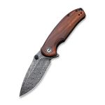 CIVIVI Pintail Flipper Knife - Cuibourtia wood Handle (2.98" Black Hand Rubbed Damascus Blade) C 2020DS-2 - Image 3