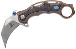 Defcon Knives Raptor Karambit Flipper 2.83" S35VN Satin Hawkbill Blade, Stonewashed Bronze Titanium Handles w/ Marbled Carbon Fiber Inserts - TF5221-2 - Image 18