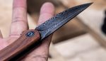 Civivi Mini Asticus Flipper Knife Cuibourtia Wood Handle (3.25" Black Hand Rubbed Damascus) - Image 10