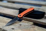 Civivi Elementum Flipper Knife - Orange G10 Handle (2.96" Black Stonewashed D2 Steel) - C907Y - Image 8