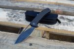 Riffle Flipper Knife Dark Twill Carbon Fiber Overlay On Black G10 Handle (3.46" Black Hand Rubbed Damascus) C2024DS-1 - Image 3