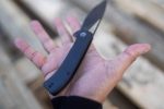 Riffle Flipper Knife Dark Twill Carbon Fiber Overlay On Black G10 Handle (3.46" Black Hand Rubbed Damascus) C2024DS-1 - Image 7