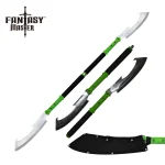Fantasy Master Dual Cleaver Staff Sword Green - FMT-053GN