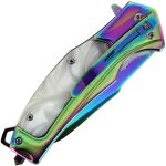 Golan White Pearl & Rainbow Lock Knife - GOL-561WP - Image 2