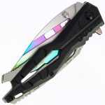 Golan Steel and Black / Rainbow Folding Knife - Bottle Opener - GOL-771-RB - Image 2