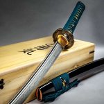 Shikoto Hammer & Hand Forged / Hand Made Longquan Master Teal Wakizashi Sword - UC3238