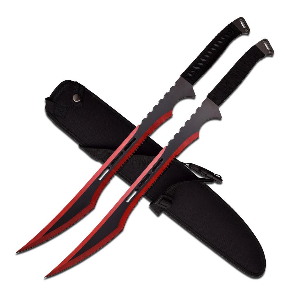 HK-741RD_23c1f65b-c2ef-4eb9-9c9d-4ee6b7c2a208 Fantasy Spartan Sword Serrated Blade Two Piece Set - HK-741RD - Image 1