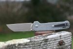 QSP Knives Penguin Folding Knife 3.06" D2 Sheepsfoot Blade, Blue Jean Micarta Handles - QS130-B - Image 9