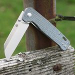 QSP Knives Penguin Folding Knife 3.06" D2 Sheepsfoot Blade, Blue Jean Micarta Handles - QS130-B