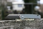 QSP Knives Penguin Folding Knife 3.06" D2 Sheepsfoot Blade, Blue Jean Micarta Handles - QS130-B - Image 7