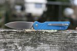 QSP EDC Folding Pocket Knife, 440c Blade, 4" G10 handle, Left and Right Handed Thumb Stub Opening, Smooth Liner Lock with Copper Washes, QSP Parrot (blue) - Image 4