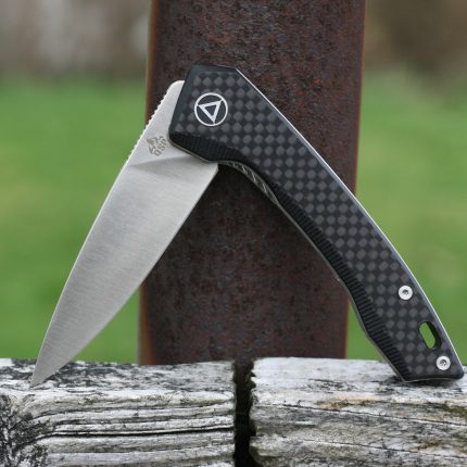 QSP Leopard Liner Lock Knife Black G-10 Carbon Fiber (3" Satin) QS135-A