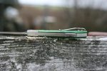 QSP Knives Worker Folding Knife 3.5" N690 Satin Sheepsfoot Blade, Green Jigged Bone Handle with Stainless Steel Bolsters - QS128-B - Image 6