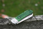 QSP Knives Worker Folding Knife 3.5" N690 Satin Sheepsfoot Blade, Green Jigged Bone Handle with Stainless Steel Bolsters - QS128-B - Image 10