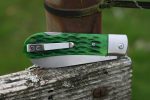 QSP Knives Worker Folding Knife 3.5" N690 Satin Sheepsfoot Blade, Green Jigged Bone Handle with Stainless Steel Bolsters - QS128-B - Image 9