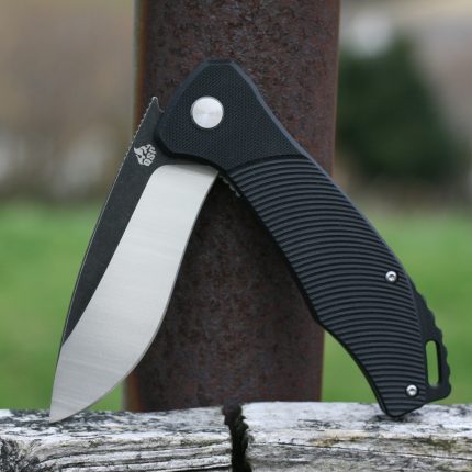 QSP Raven 4.5" Flipper Folding Pocket Knife, D2 Blade Black G10 Handle, Smooth Flipper Opening Knife