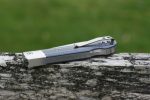 QSP Knives Worker Folding Knife 3.5" N690 Satin Sheepsfoot Blade, Blue G10/Carbon Fiber Handles with Stainless Steel Bolsters - QS128-D - Image 10