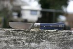 QSP Knives Worker Folding Knife 3.5" N690 Satin Sheepsfoot Blade, Blue G10/Carbon Fiber Handles with Stainless Steel Bolsters - QS128-D - Image 8