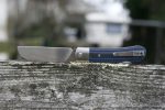 QSP Knives Worker Folding Knife 3.5" N690 Satin Sheepsfoot Blade, Blue G10/Carbon Fiber Handles with Stainless Steel Bolsters - QS128-D - Image 7