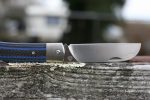 QSP Knives Worker Folding Knife 3.5" N690 Satin Sheepsfoot Blade, Blue G10/Carbon Fiber Handles with Stainless Steel Bolsters - QS128-D - Image 5