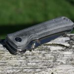 QSP Knives Hawk Flipper Knife 3.25" Sandvik 14C28N Satin Drop Point Blade, Black Micarta Handles - QS131-J - Image 12