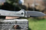 QSP Knives Hawk Flipper Knife 3.25" Sandvik 14C28N Satin Drop Point Blade, Black Micarta Handles - QS131-J - Image 10