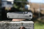 QSP Knives Hawk Flipper Knife 3.25" Sandvik 14C28N Satin Drop Point Blade, Black Micarta Handles - QS131-J - Image 7