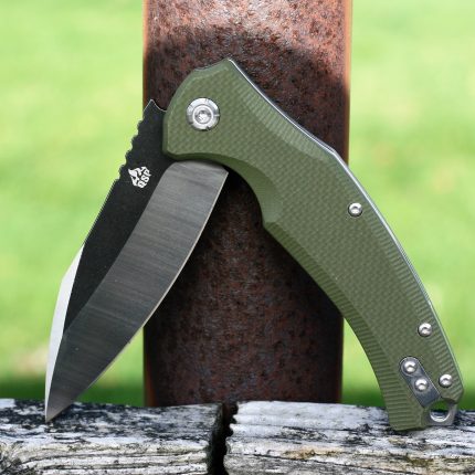QSP Snipe 4.75" Flipper Folding Pocket Knife with Ball Bearing, D2 Blade G10 Handle, Left/Right Clip for EDC
