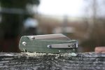 QSP Knives Penguin Folding Knife 3.06" D2 Sheepsfoot Blade, OD Green Linen Micarta Handles - QS130-C - Image 4