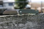 QSP Knives Penguin Folding Knife 3.06" D2 Sheepsfoot Blade, OD Green Linen Micarta Handles - QS130-C - Image 9