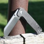 QSP Knives Penguin Folding Knife 3.06" D2 Sheepsfoot Blade, OD Carbon fibre overlay G10 Handles - QS130-E