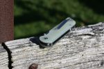 QSP EDC Folding Pocket Knfe, D2 Blade, 4" G10/Micarta handle, Left and Right Handed Thumb Stub Opening, Smooth Liner Lock with Copper Washes, QSP Parrot (Jade G10) - Image 4
