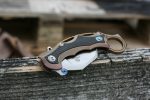 Defcon Knives Raptor Karambit Flipper 2.83" S35VN Satin Hawkbill Blade, Stonewashed Bronze Titanium Handles w/ Marbled Carbon Fiber Inserts - TF5221-2 - Image 2