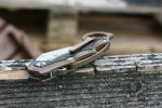 Defcon Knives Raptor Karambit Flipper 2.83" S35VN Satin Hawkbill Blade, Stonewashed Bronze Titanium Handles w/ Marbled Carbon Fiber Inserts - TF5221-2 - Image 3