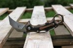 Defcon Knives Raptor Karambit Flipper 2.83" S35VN Satin Hawkbill Blade, Stonewashed Bronze Titanium Handles w/ Marbled Carbon Fiber Inserts - TF5221-2 - Image 5