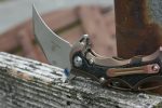 Defcon Knives Raptor Karambit Flipper 2.83" S35VN Satin Hawkbill Blade, Stonewashed Bronze Titanium Handles w/ Marbled Carbon Fiber Inserts - TF5221-2 - Image 8